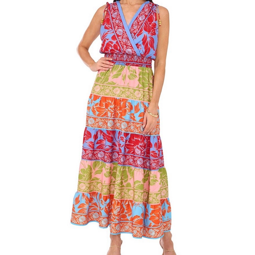 Vince Camuto Women's Printed Surplice-Neck Maxi Dress